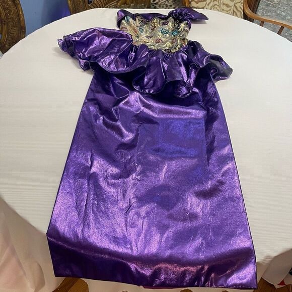 Mike Benet VTG  80s Purple Peplum Dress Size 6 - Picture 2 of 11